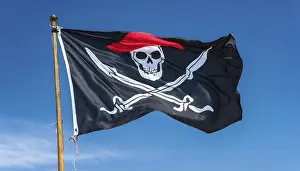 Digital Composing Concept Prints: The pirate flag flutters in the wind