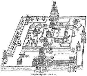 Framed Print : Historical Print of Tiruvallur Temple Complex Framed Print : Historical Print of Tiruvallur Temple Complex