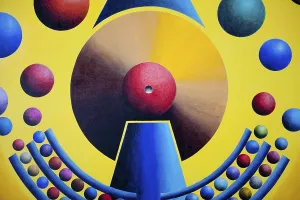Gerhard Kraus Painting Prints: Planet clock throwing planets into their orbits
