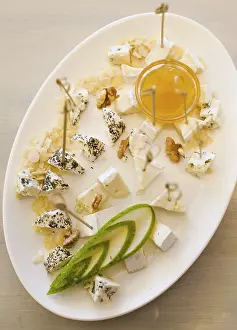 Breakfast Meal Ideas Prints: Plate with different types of cheese