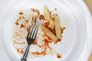 Leftover Pasta Prints: Plate with fork and leftover pasta