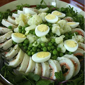 Prints of A plate full of peas and eggs together with sole Sole Prints: A Plate Full of Peas and Eggs with Sole Print