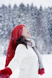 Winter Portrait Prints: Playing in the snow - looking up