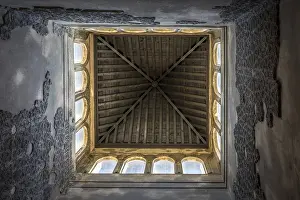 Spanish Interior Design Prints: Pointed rooftop interior with windows in Granada