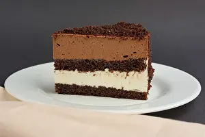 Gourmet Sweets Prints: Portion of chocolate layer cake on plate