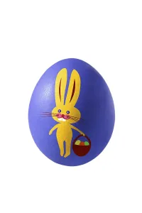 Embellished Easter Eggs Prints: Blue Easter egg with a painted Easter bunny