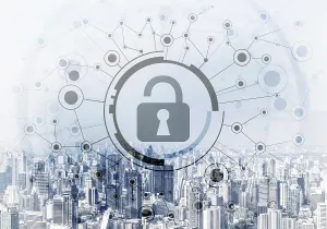 City Skyline Architecture Prints: Computer security concept and information technology