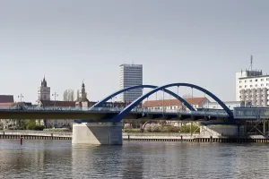 Frankfurt On The Main Skyline Prints: Skyline with the Oderbruecke, Oder Bridge