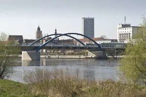 Skyline with the Oderbruecke, Oder Bridge