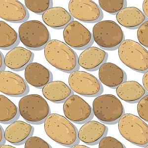 Healthy Eating Symbols Prints: Potatoes repeating pattern, editable vector template