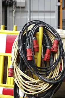 Uninhabited Construction Area Prints: Power cable at a construction site, Germany