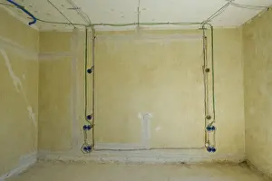 Internet Connection Setup Prints: Power and network cables on a wall