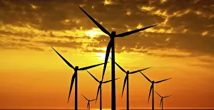 Deserted Wind Wheel Prints: Power at sunset