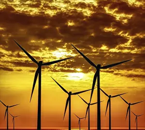 Windmill At Sunset Prints: Power at Sunset