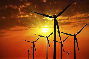 Deserted Wind Wheel Prints: Power on the sunset