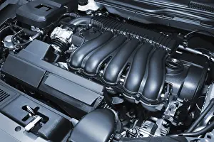 Modern Car Engine Prints: The powerful engine of the modern car