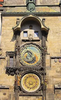 Deserted City Streets At Night Prints: Prague clock, Prague tower clock 02