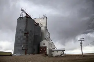 Prairie Storm Clouds Prints: Prairie Storm Clouds in Saskatchewan Canada Grain Elevator