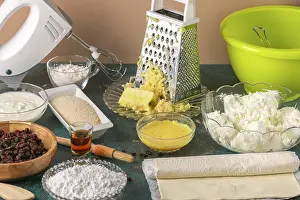 Puff Pastry Desserts Prints: Preparation for making strudel with curd