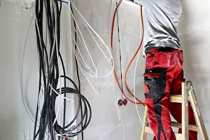Building Shell Construction Prints: Professional electrical installation on a building shell