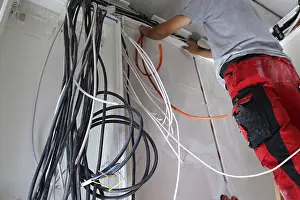 Building Shell Construction Prints: Professional electrical installation on a building shell