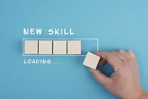 Education Concept Prints: Progress bar with the words new skill loading