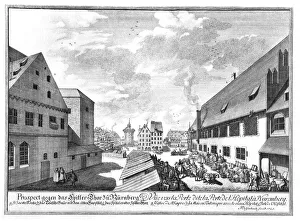 Historic Building Depiction Prints: Prospect against Spitler-Thor at Nuremberg