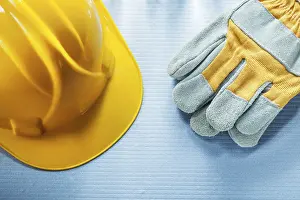 Hard Hat Safety Equipment Prints: Protective gloves for construction