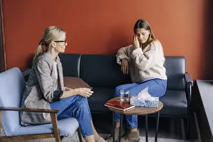 Depressed Woman Prints: During a psychotherapy session