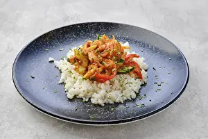 Organic Beef Cultivation Prints: Pulled beef with steamed bell pepper