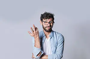 Isolated Background Prints: Puzzled man on isolated background
