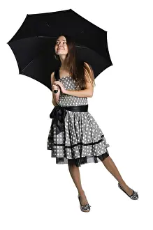 Elegant Female Model Prints: Keep the rain out