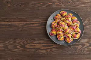Rainbow Dumplings Prints: Rainbow colored dumplings with pepper