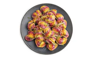 Rainbow Dumplings Prints: Rainbow colored dumplings with pepper
