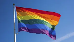 Symbolic Representation Prints: The rainbow flag flutters in the wind