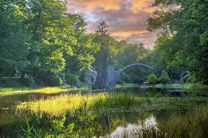 Volcanic Rock Formation Europe Prints: Rakotz Bridge, also Devil's Bridge
