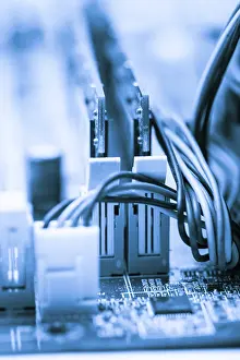 Printed Circuit Board Design Prints: RAM socket closeup on the computer motherboard