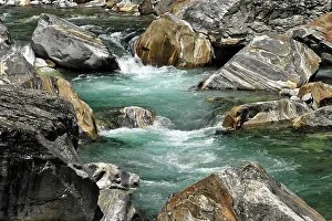 Verzasca Valley Switzerland Prints: Rapids of a river surrounded by rocks