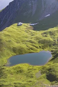 Deserted Alpine Hut Prints: Rappensee, behind it Rappenseehutte