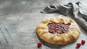 Fresh Raspberries Prints: Raspberry galette with copy space