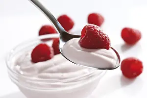 Sweet Treats Studio Shot Prints: Raspberry yogurt on a spoon