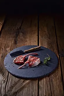 Raw Lamb Rack Prints: Raw cut rack of lamb