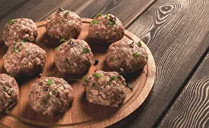 Raw Meatballs Prints: Raw meatballs, with micro greenery