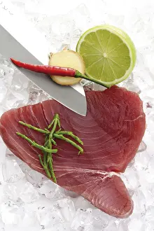 Ginger Root Nutrition Prints: Raw tuna with algae, lime slice