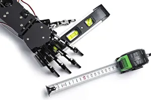 Artificial Intelligence Prints: Real robotic hand with bubble level