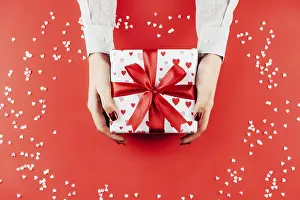 Plain Red Background Image Prints: On a red background with confetti