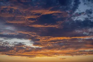 Southern Germany Evening Atmosphere Prints: Red illuminated clouds after a sunset