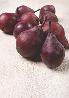 Red Pears Prints: Red pears scattered on the table