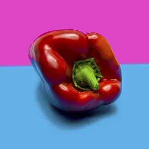 Grocery Store Food Images Prints: Red pepper on a multicolored backround