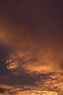 Deserted Evening Atmosphere Germany Prints: Reddish clouds in the evening sky